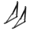thumbnail image 1 of 2pcs Black Folding Wall Bracket Hinges Collapsible Support Brackets, 1 of 9