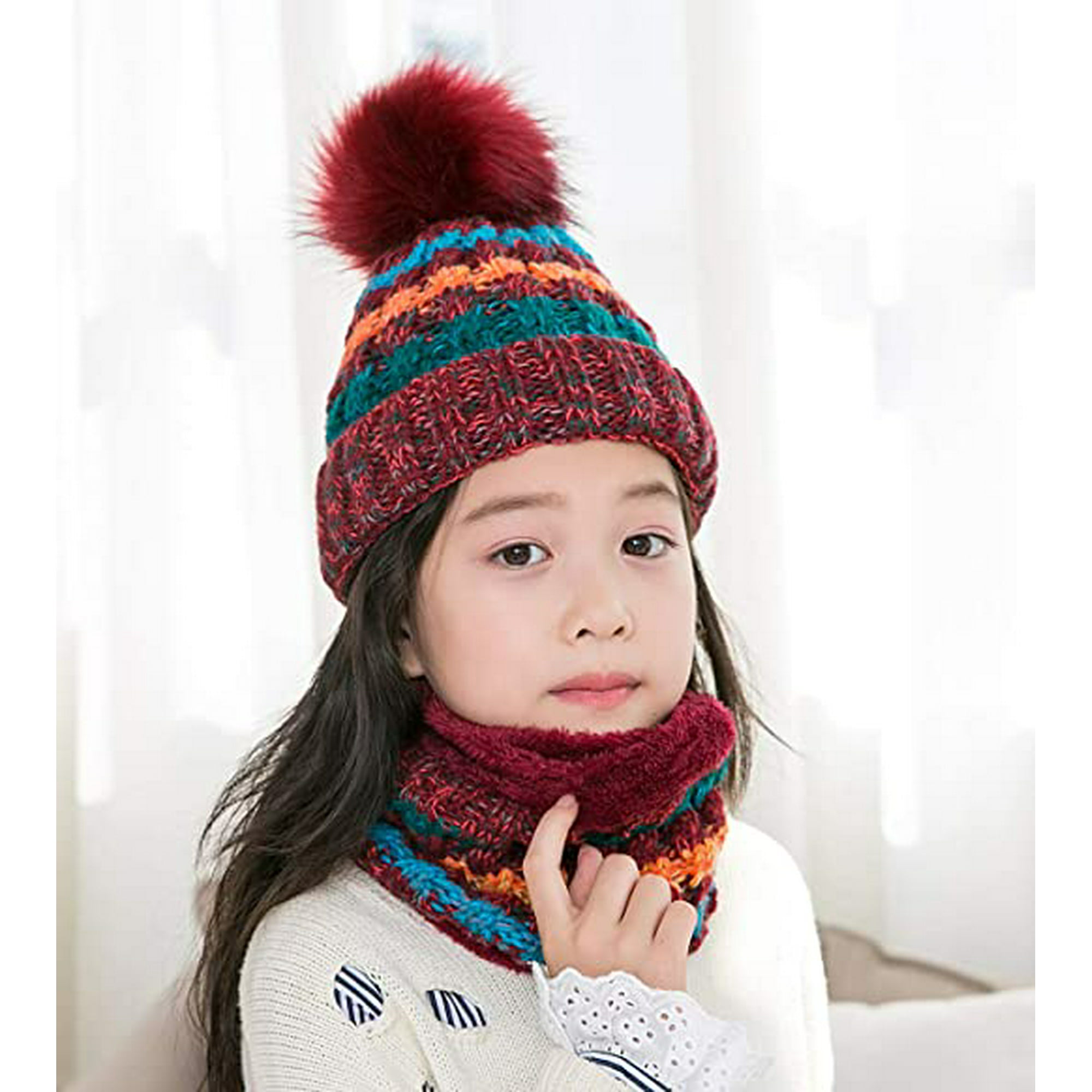 Bonnet d'hiver tricoté pour enfants de 5 à 14 ans, ensemble Bonnet +  écharpe, doublure polaire, Super chaud, en peluche, pour garçons et filles,  livraison gratuite - AliExpress