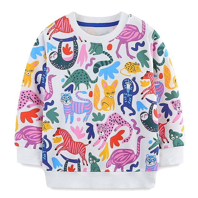 Chandail en Molleton Filles 2-7 Ans Automne Bébé Manches Longues Chemise de Sport Multicolore