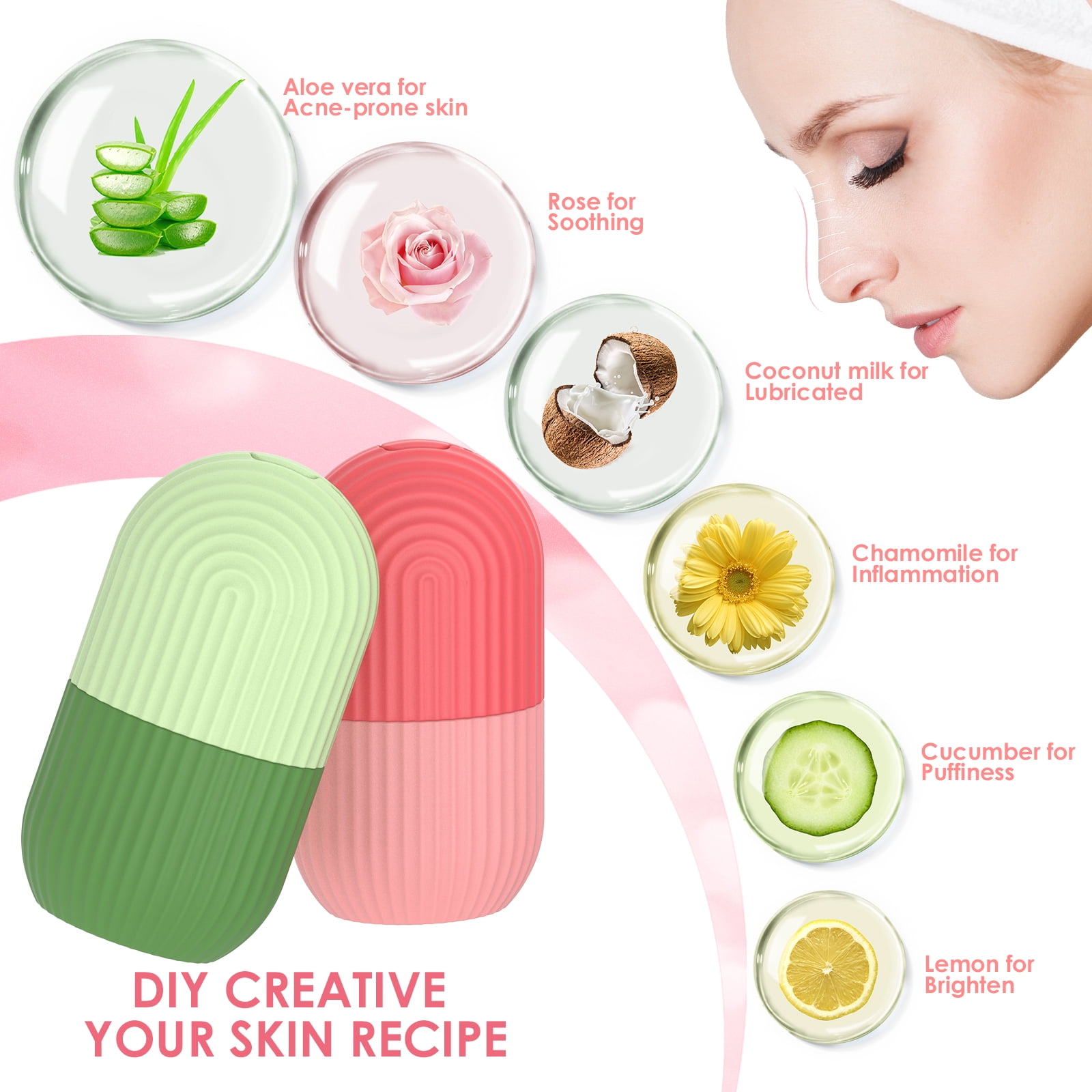 Eisroller Fürs Gesicht – Eiförmiger Ice Roller Mit Kühl-Effekt Für Straffe Haut & Anti-Aging