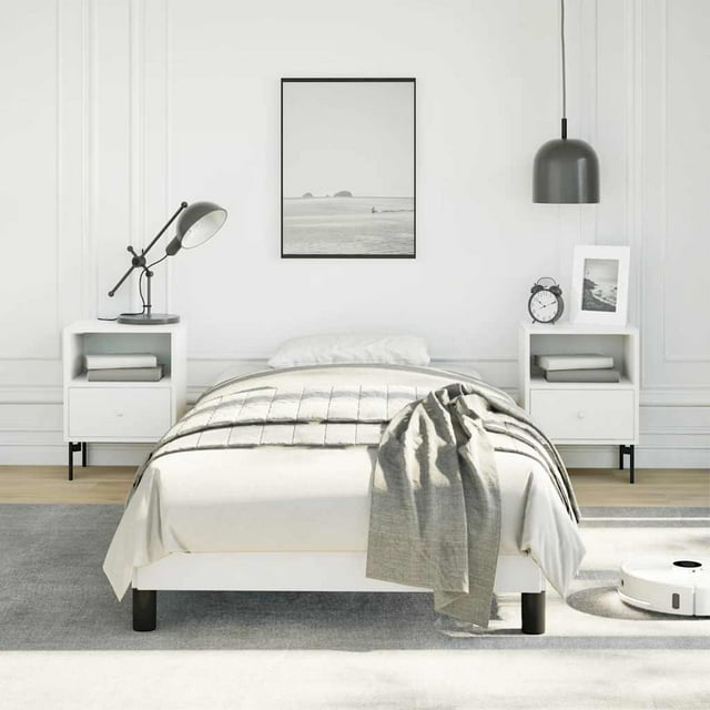 vidaXL Cadre de Lit Blanc 100x190 cm Simple Similicuir