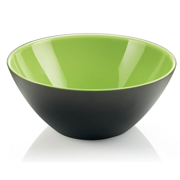 Guzzini My Fusion Large Bowl, BPA-Free Shatter-Resistant Acrylic, 9-3/4 inch Diameter, Ideal for Serving Main Dishes, Salads and Snacks, Kiwi, Black