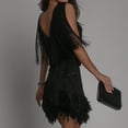 thumbnail image 5 of FRSASU Summer Dress for Women ,Women'S V-Neck Tassel Sleeveless Zipper Solid Mini Dress formal Dress Black 6(M), 5 of 6