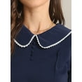 thumbnail image 5 of DARING DIVA Women's Peter Pan Collar Button Chiffon Blouse M Dark Blue, 5 of 6