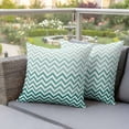 thumbnail image 3 of Outdoor Pillow Covers Pack of 2, Teal Turquoise Chevron Stripes Waterproof Throw Pillowcase Cushion Cases, Ombre Abstract Art Decorative Pillow Cover for Couch Sofa Home Bed Patio, 3 of 9