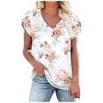 thumbnail image 2 of Summer Saving pimelu USSUMA T-Shirts for Women Trendy Solid Color Cute Petal Sleeve Loose Womens Blouses and Tops Dressy Casual Summer V Neck Short Sleeve Tshirts Shirts Tunic for Women, 2 of 6
