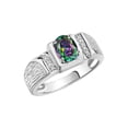 thumbnail image 5 of Rylos 14K White Gold Classic 8X6MM Oval Alexandrite & Sparkling Diamond Ring - Birthstone Jewelry for Men -Size 12, 5 of 7