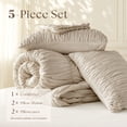 thumbnail image 6 of Lipa Queen Size Comforter Set,5-Piece Bed in a Bag,All Season Bedding Set,Ruched Design,Comforter,Pillowcases and Shams,Beige, 6 of 9