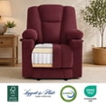 thumbnail image 4 of MCombo Electric Power Recliner Chair with Massage & Heat, Extended Footrest, USB Ports, 2 Side & Front Pockets, Cup Holders, Burgundy Red Plush Fabric 8015, 4 of 10