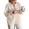 thumbnail image 1 of Gupgi Cardigan Tricoté pour Femmes, Chandails Ajustés, Veste Décontractée à Boutons, Col Ras du Cou, Automne, Manteau Uni, 1 of 8