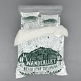 thumbnail image 2 of Ambesonne Adventure Bedding Set 3 Pcs, Journey and Exploration, Twin, Dark Green White, 2 of 3