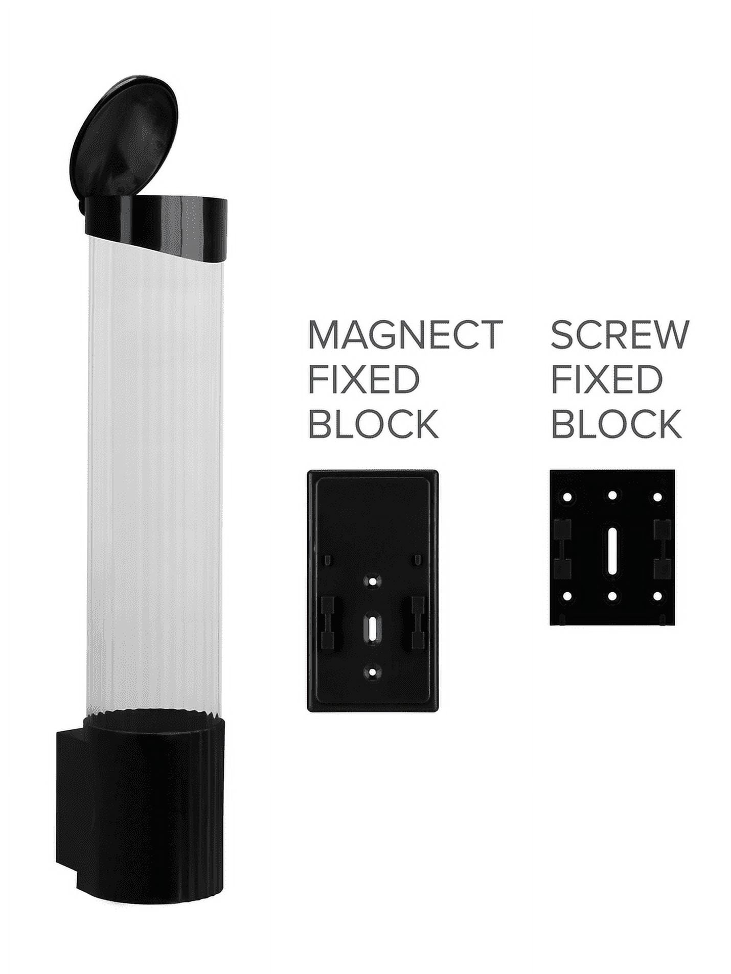Brio Black Cup Dispenser (Magnetic or Screw Plate Mountable) Fits 5oz - 7oz Flat Bottom or 3oz - 4oz Cone Shape Cups