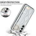 thumbnail image 3 of Finger Ring Wrist Band Phone Case Compatible with Samsung Galaxy S25 for Women Girls, Adjustable Wristband Kickstand [Stand Function] PU Leather Case Cover for Samsung Galaxy S25, Silver, 3 of 8