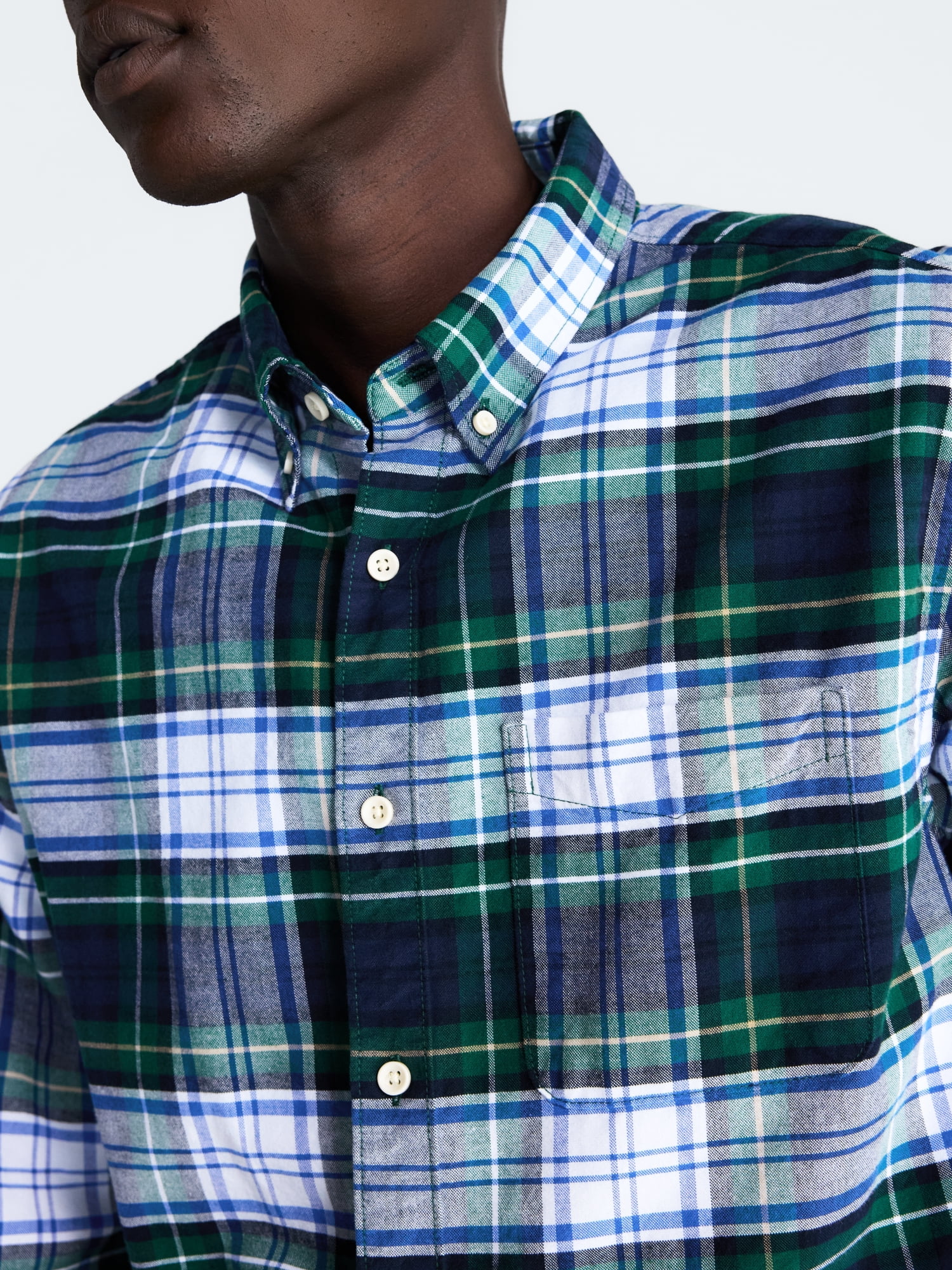 Free Assembly Men's Cotton Button Down Oxford Shirt with Long Sleeves, Sizes XS-3XL