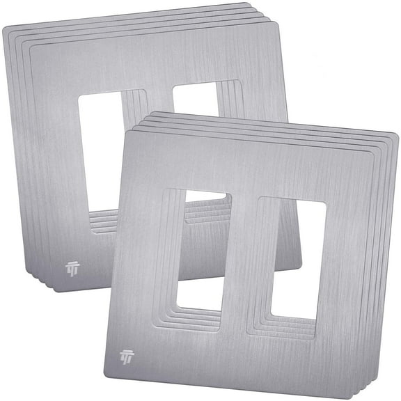 ENERLITES Elite Series Screwless Decorator Wall Plate Child Safe Outlet Cover, Size 2-Gang 4.68" H x 4.73" L, Unbreakable Polycarbonate Thermoplastic, SI8832-BSV, Brushed Silver (10 Pack)