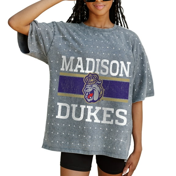 Women's Gameday Couture Gray James Madison Dukes On the Ball Oversized T-Shirt