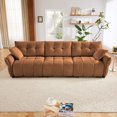 thumbnail image 3 of Newest 3 - Seater Sofa Set, with 2 Ottomans Pillows, Has Solid Wood Frame, Textured Chenille Cover, High - Rebound Cushions, Ideal For Living Rooms, Apartments, Lounges, In Burnt Orange, 3 of 10