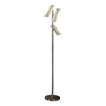 62 Inch Floor Lamp, 3 Cylindrical Glass Shades, Bright Nickel, Silver