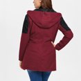 thumbnail image 5 of IROINNID Women's Comfy Mid-Length Coat Solid Color Zip Up Long Sleeve Outwear, Wine, 5 of 9