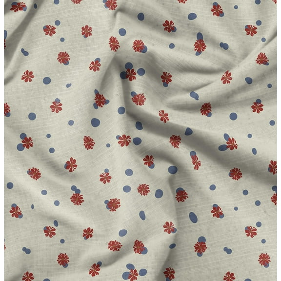 Soimoi Pure Silk Beige Fabric By the Yard - 42 Inch Wide - Florals & Dots Print Fabric - Elegant & Beautiful Patterns for Fashion and Home Decor Printed Fabric