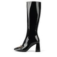 thumbnail image 3 of Jeffrey Campbell PATTI-OKH Black Patent Block Heel Knee-High Gold Buckle boot (9, BLACK PATENT), 3 of 4