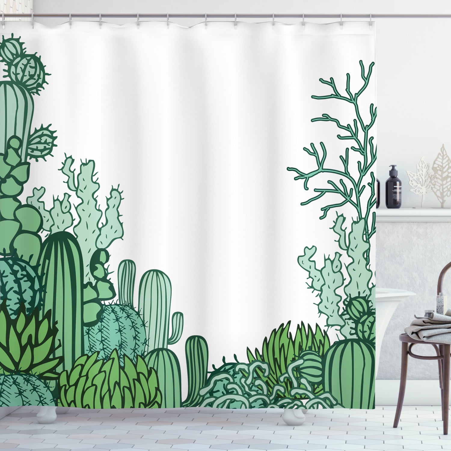 Cactus Grows Waterproof Bathroom Polyester Shower Curtain Liner Water Resistant 