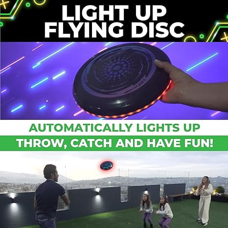 Toysery LED Light Up Fresbee - Glow in The Dark Fresbee for Kids and Adults, Flying Disc Adventure for Day and Night - Easy to Use Ideal for Camping Game (Red)