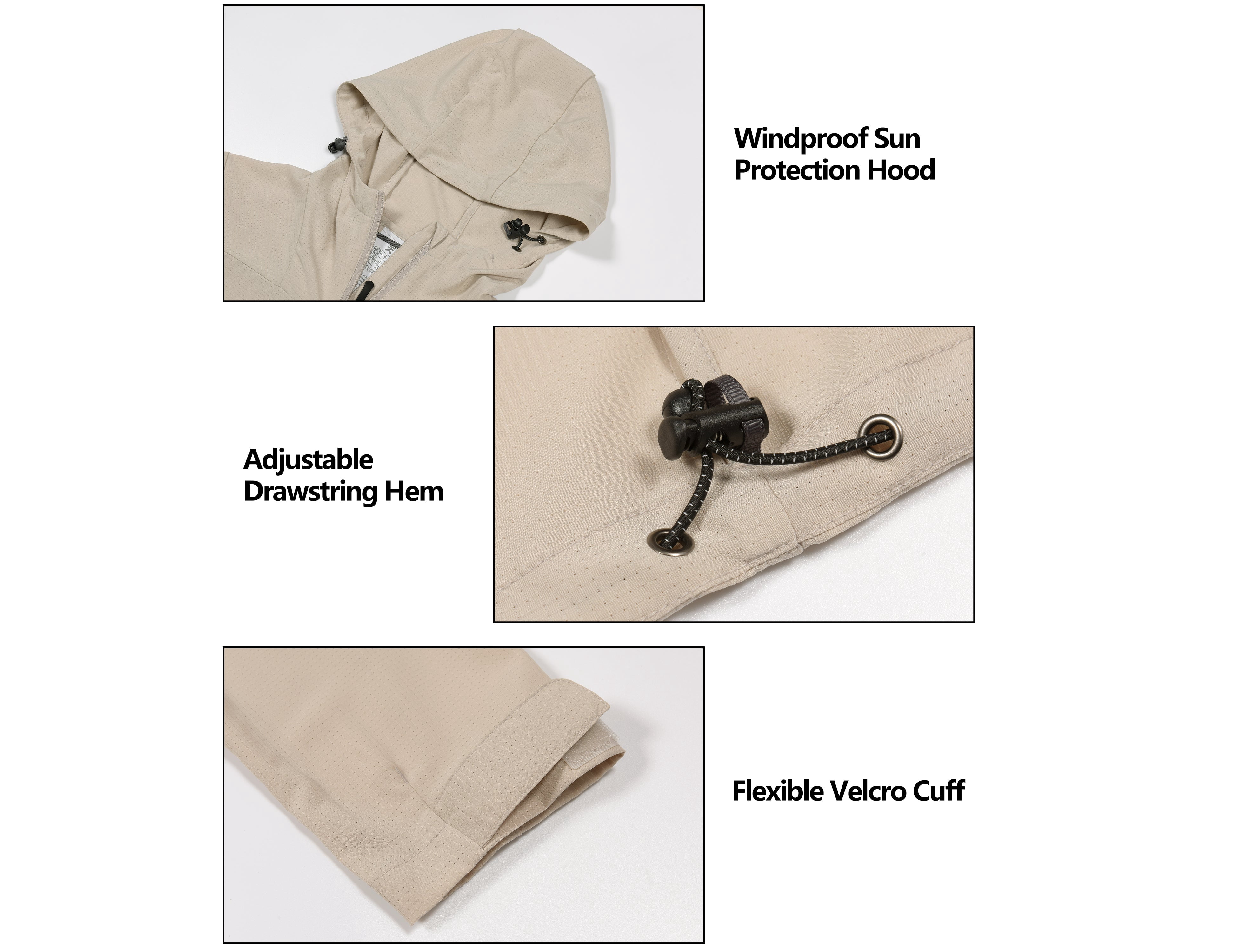 Little Donkey Andy Women's UV Protection Hiking Jackets Breathable Hooded Shirts for Fishing Camp with Air-Holes Khaki Size L
