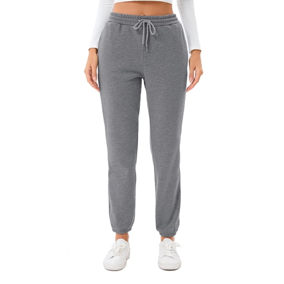 Women's Fleece Lined Sweatpants Winter Thermal Pants Tapered Striped Joggers with Pockets for Workout Running