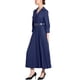 thumbnail image 4 of Vestido Maxi con Pliegues de Manga 3/4 para Mujer Chic INSPIRE, Cuello en V, Cinturón, Talla XS, Azul Oscuro, 4 of 6