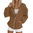 thumbnail image 4 of UAYOTSE Womens Zip Up Hoodies Fleece Jackets Oversized Sweatshirts Fall Fashion Outfits 2025 Sweaters Winter Clothes(G18-Brown,S), 4 of 9