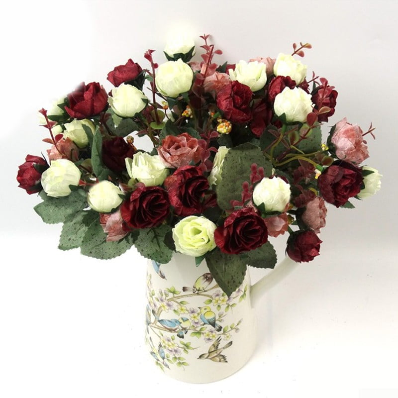 21Heads Silk Rose Artificial Flowers Fake Bouquet Buch Wedding Home Decor ,*l