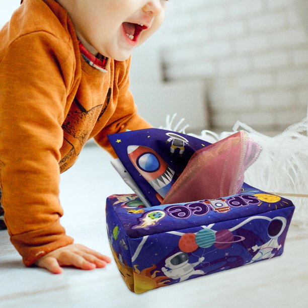 Caja de pañuelos sensoriales perfke para bebés juego sensorial
