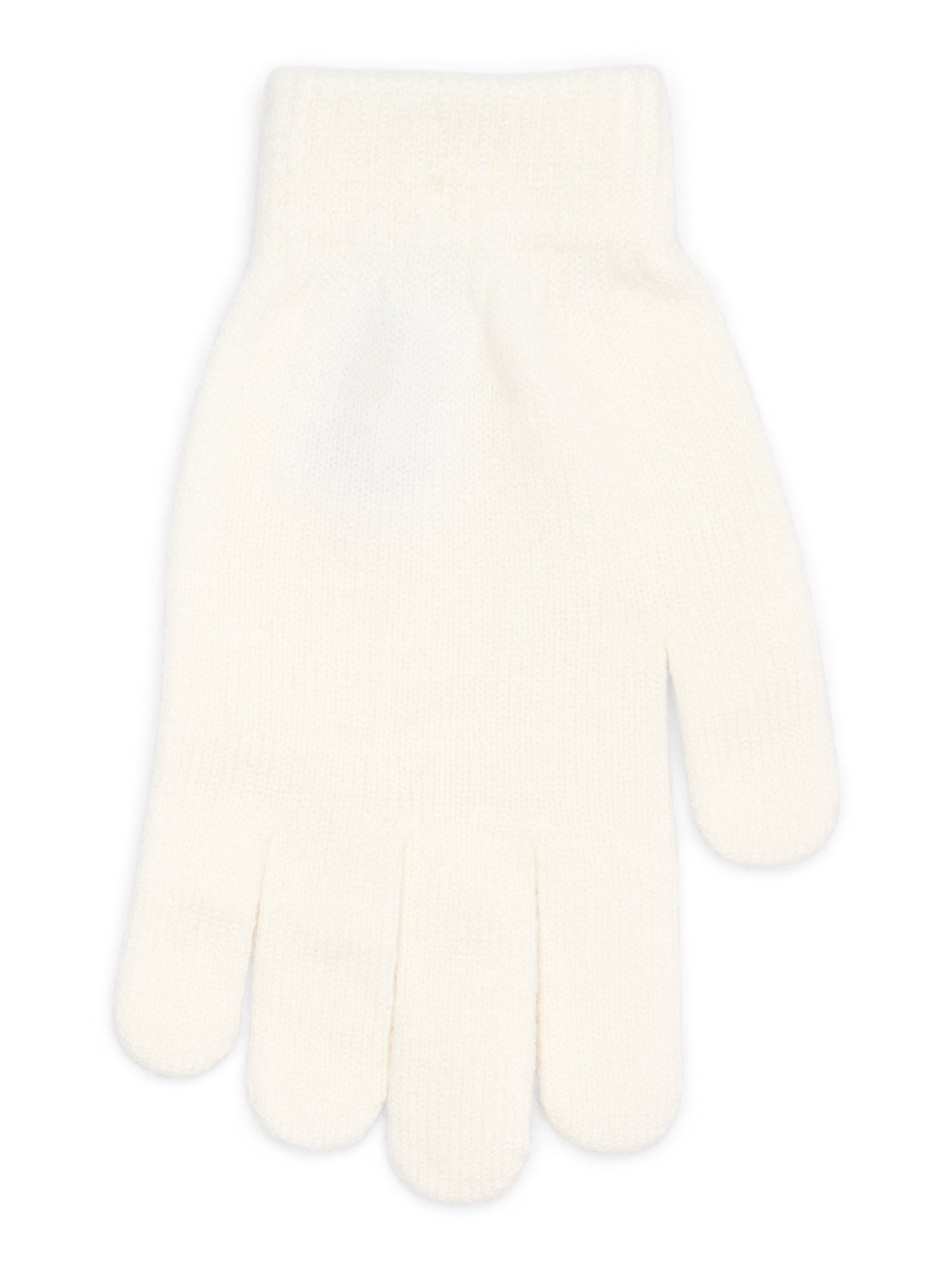 Time and Tru Women's Knit Gloves, 2-Pack, Isla Blue/Winter White