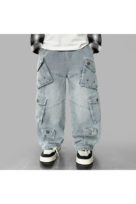 Toddler Boys Cargo Jogger Pants With Adjustable Waistband Durable Twill Casual Trousers Kids Playground School Daily Wear Flexible Easy Movement Outdoor Indoor Play Holiday Solid Color