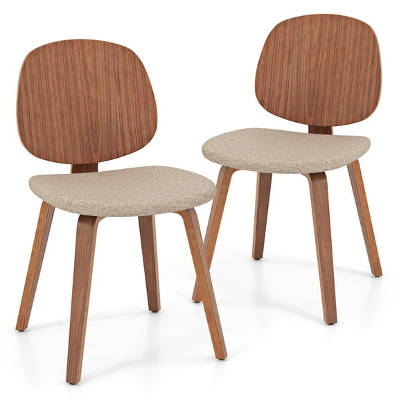 Giantex Wooden Dining Chair Set of 2, Mid-Century Modern Armless Kitchen Chairs  w/Cushioned Seat