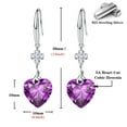 thumbnail image 2 of Emma Manor EM 925 Sterling Silver Jewelry Lucky Four Leaf Clover 5A Love Heart Shape Cubic Zirconia Dangle Earrings for Women, 2 of 5