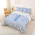 thumbnail image 2 of Erosebridal Blue Sparkle Sequins Print Queen Comforter Set for Girls, Monogrammed T Bedding Comforter Set, Colorful Stars Reversible 3-Piece, 1 Comforter and 2 Pillowcases, 2 of 6