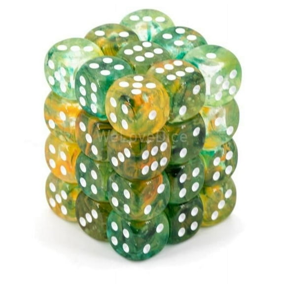 12 mm D6 Cube Luminary Nebula Dice, Spring White - 36 Per Pack
