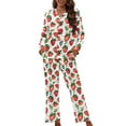 thumbnail image 4 of FOR U DESIGNS Strawberry Leaf Button Pajamas for Women Set 2 Piece Size XS Button Sleepwear Long Sleeve Tops and Pants for Women Button Up Nightwear with Pockets, 4 of 7