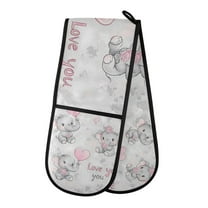 Yayeee Double Oven Mitt Kitchen Heat Resistant Baking 35" x7" Quilted Glove, Cartoon Elephant