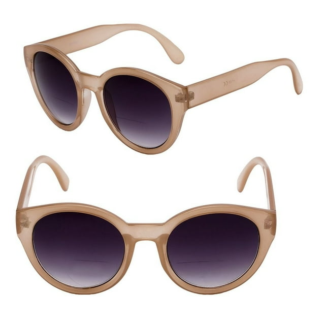 Lunettes de Soleil Bifocales Rondes pour Femmes Cat Eye - 2 Paires Incluses avec Étuis de Transport Souples