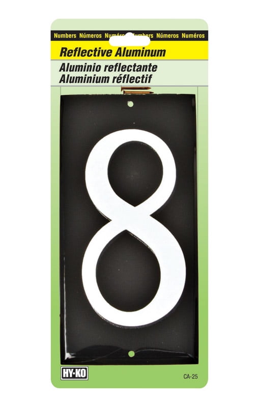 3-1/2 Inch Reflective Aluminum House Number ' 8 '
