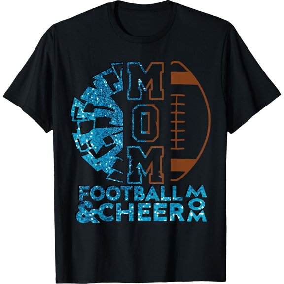 Cheer Football Cheerleading Mom Of Both Messy Bun Bleached T-Shirt
