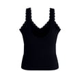 thumbnail image 4 of ZGRBOU Womens Built in Bra Camisoles Scalloped Lace V Neck Tank Top Spaghetti Strap Sleeveless Slim Stretchy Cami Tops, 4 of 4