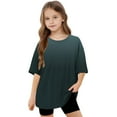 thumbnail image 6 of THDHVS Girls Summer T-Shirts,Summer Casual Tops for Kids,Girls Short Sleeve T Shirts Kids Summer Oversized Tops Casual Crewneck Basic Tees Blue 8-9 Years, 6 of 6