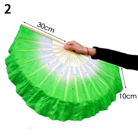 Kid Women Dancer Practice Gradient Color Silk Fans Rayon Silk Fans Belly Dancing Fan Long Silk Fans 2