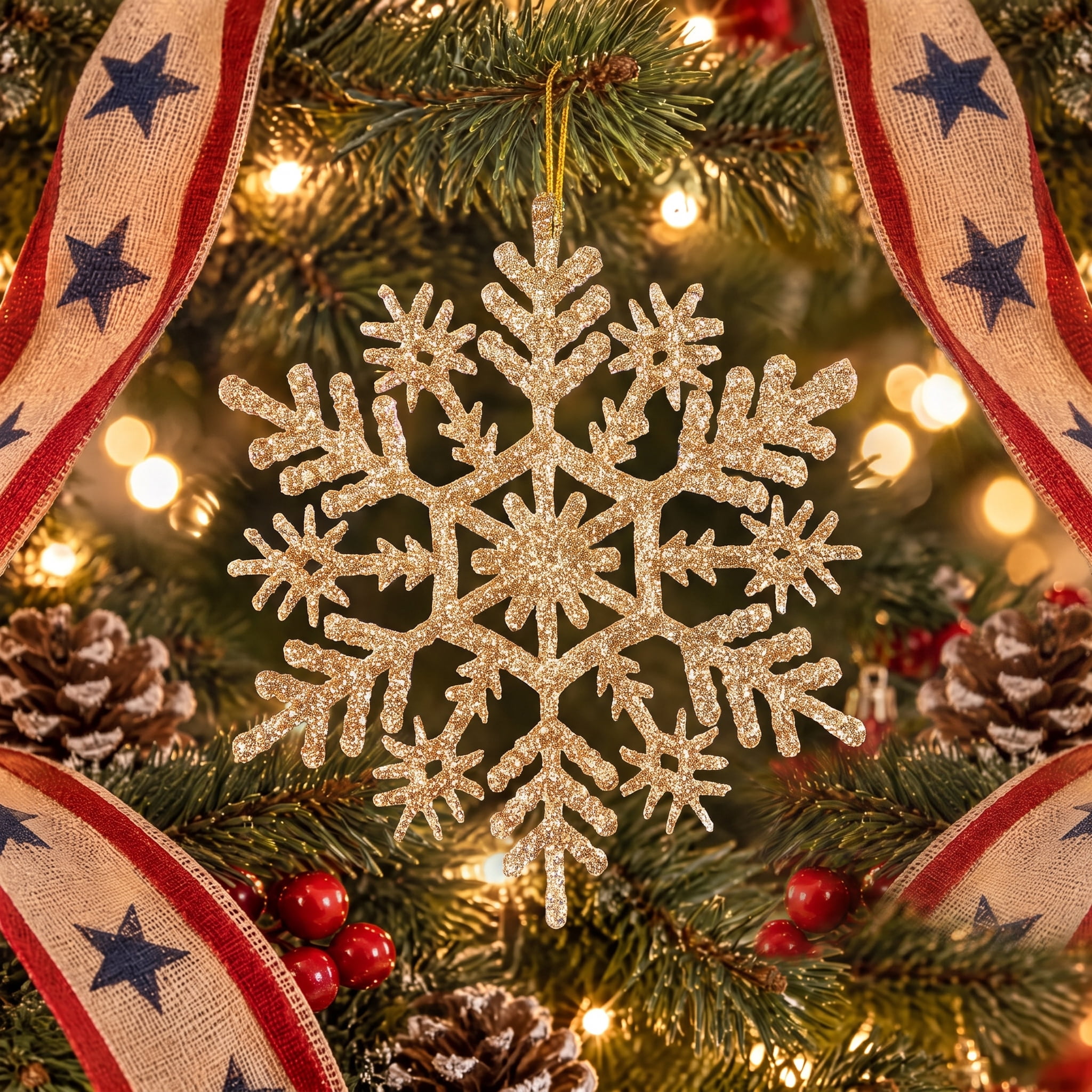 20-Count Gold Glitter Snowflake Christmas Ornaments, 3.9", by Holiday Time