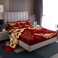thumbnail image 1 of Erosebridal Boho Skull Full Sheet Sets, Skeleton Moth Bedding Full Size, Red Gold 4 Pieces, 1 of 7