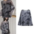 thumbnail image 2 of Stylish Tie Dye Mesh Long Sleeve T-Shirt for Women Aesthetic Oversized Blouse See Through Fabric Tunics Top Streetwear, 2 of 10